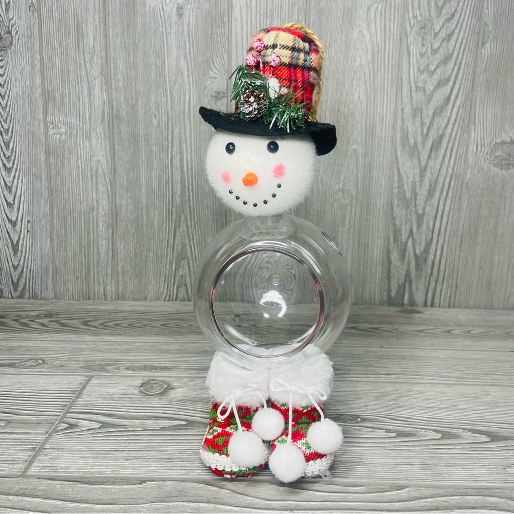 DIY hand made snowman plant planter with feet standing unique